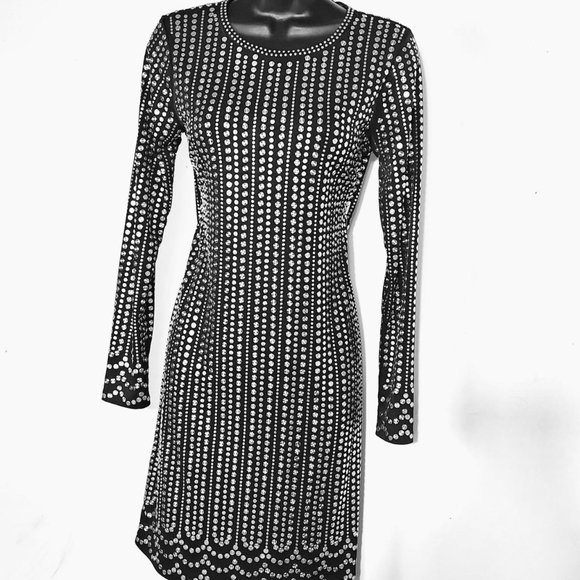 Michael Kors Studded Matte-Jersey Dress Black Size: S - Picture 2 of 7